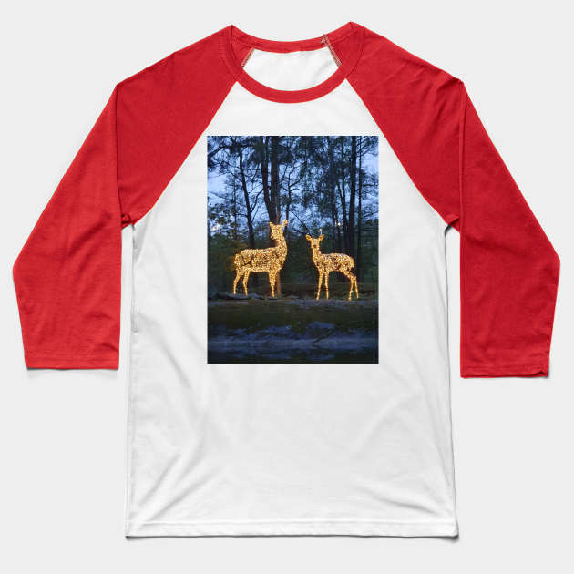 Reindeer Starlight Baseball T-Shirt by Alemway